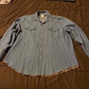 Wrangler denim shirt pearl snaps XXL